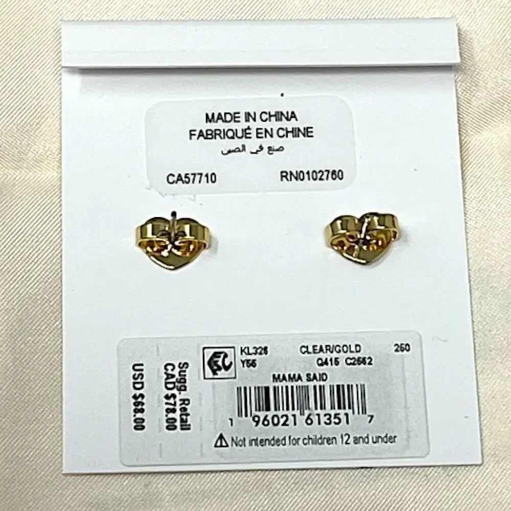 Kate Spade Mama Said Pavé Stud Earrings Gold Clear CZ | NWT Perfect Gift for Mom